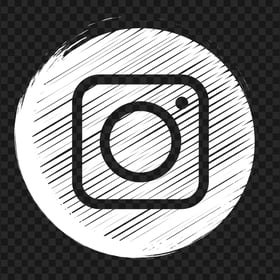 Round Instagram White Scribble Pencil Style Icon