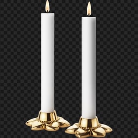 White Two Candles With Gold Holders Illustration