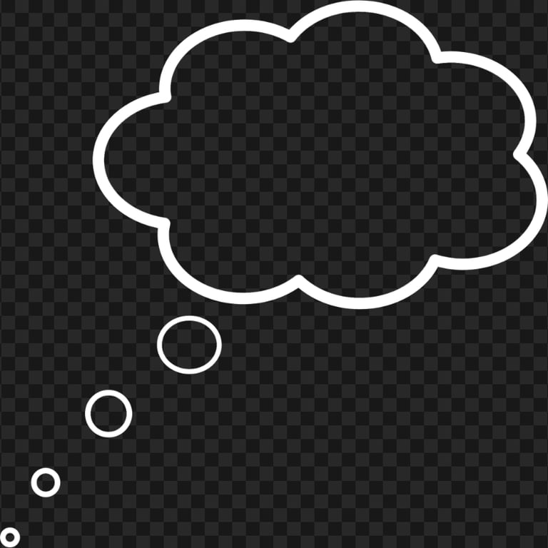 White Outline Cartoon Thought Think Idea Cloud