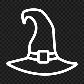 Halloween White Outline Witch Hat Transparent Background
