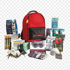 Red First Aid Backpack With Medicine Supplies
