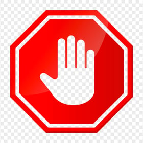 HD Vector Outline Hand Stop Sign On Road Red Stop PNG