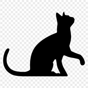 Black Cat Sitting Side View Silhouette HD Transparent PNG