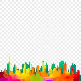 Aesthetic City Skyline Colorful Silhouette PNG Image