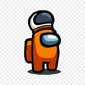 HD Orange Among Us Character With Astronaut Helmet PNG