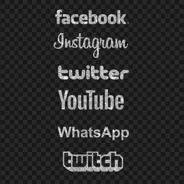 HD Facebook Twitter Instagram Social Media Silver Glitter PNG