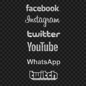 HD Facebook Twitter Instagram Social Media Silver Glitter PNG