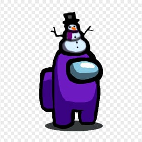 HD Among Us Purple Crewmate Character With Snowman Hat PNG