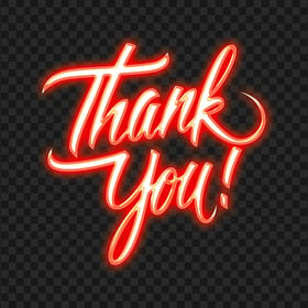 Download Red Thank You Neon Calligraphy Text PNG