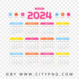 HD 2024 Calendar Cartoon Beautiful Design PNG