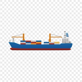 Cargo Ship Boat Illustration FREE PNG