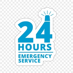24 Hours Emergency Service Blue Logo Stickers PNG