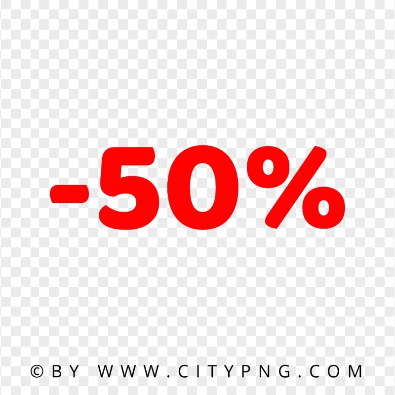 Red 50 Percent Discount Text Image PNG