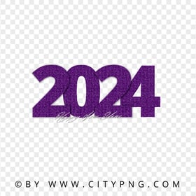 2024 Happy New Year Purple Glitter Image PNG