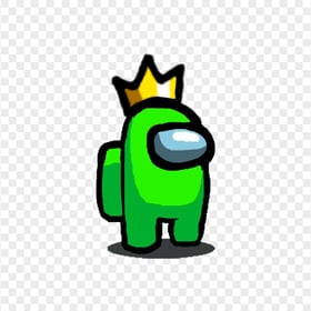 HD Among Us Lime Crewmate Character With Crown Hat PNG