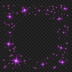 Glowing Luminous Purple Stars Square Frame HD PNG