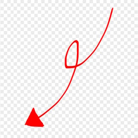 HD Red Line Art Drawn Arrow Pointing Down Left PNG