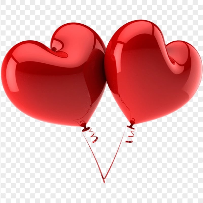 HD Two Red Love Valentines Hearts Balloons PNG | Citypng