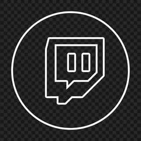 HD White Outline Twitch TV Round Icon Transparent PNG