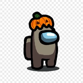HD Tan Among Us Character With Pumpkin Hat Halloween PNG