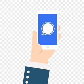 HD Flat Hand Hold Phone With Signal Messenger Icon In Screen PNG