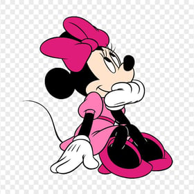 HD Minnie Mouse Sitting Down Thinking PNG