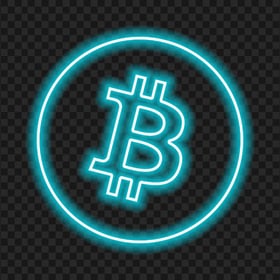 HD Bitcoin Blue Neon Logo Icon PNG