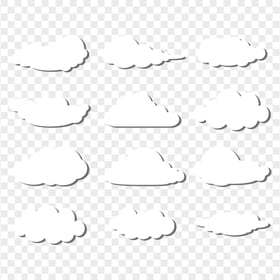 Group Of White Vector Clouds PNG