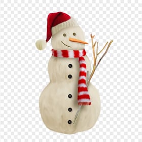 Christmas Real Snowman Wearing Santa Hat