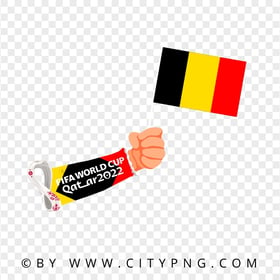 World Cup 2022 Hand Holding Belgium Flag Pole PNG