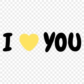 HD I Heart You I Love You Light Yellow Heart Text Letters PNG
