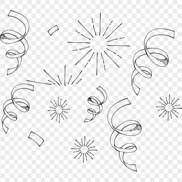 Black Drawing Doodle Confetti PNG