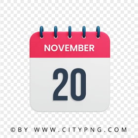 20th November Icon Date Calendar HD Transparent Background