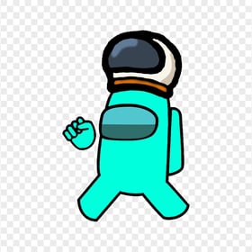 HD Cyan Among Us Character Wear Astronaut Helmet PNG