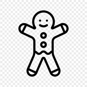 Outline Black Gingerbread Man Icon PNG