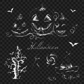 White Drawing Sketch Halloween Elements HD PNG