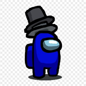 HD Blue Among Us Character With Double Top Hat PNG