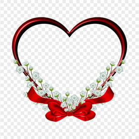 Valentine Love Outline Red Heart Frame HD PNG