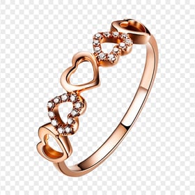 Ring Jewellery Rose Gold Heart Diamond Top View PNG