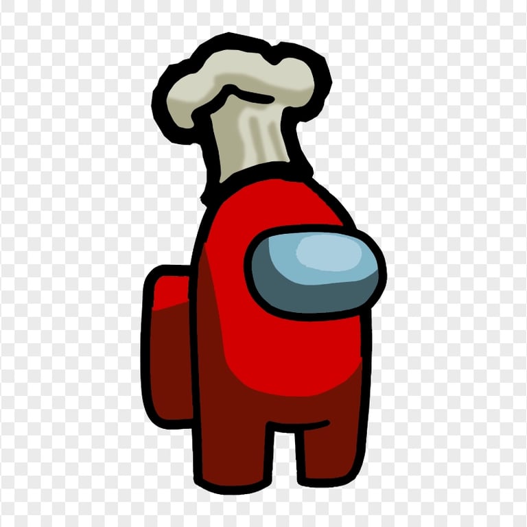 HD Red Among Us Crewmate Character With Chef Hat PNG