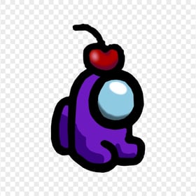 HD Purple Among Us Mini Crewmate Baby With Cherry Hat PNG