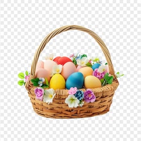 PNG HD Easter Basket Full Of Colorful Eggs