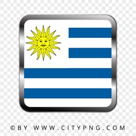 HD Uruguay Square Metal Framed Flag Icon PNG