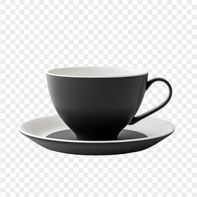 Front View Of Black Mug & Saucer HD Transparent PNG