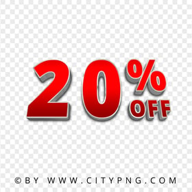 HD 20 Percent OFF 3D Red Text Sign Logo PNG