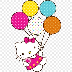 Sweet Hello Kitty Holding Balloons HD Transparent PNG