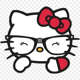 Fancy Hello Kitty Face with Glasses Transparent Background