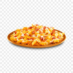 HD Cheese French Fries Bacon Plate PNG