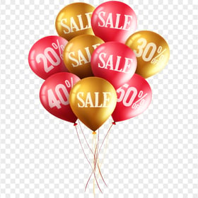 HD Red & Gold Sale Discount Marketing Balloons PNG