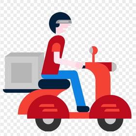 Delivery Men on a Red Scooter Vector Icon Transparent PNG